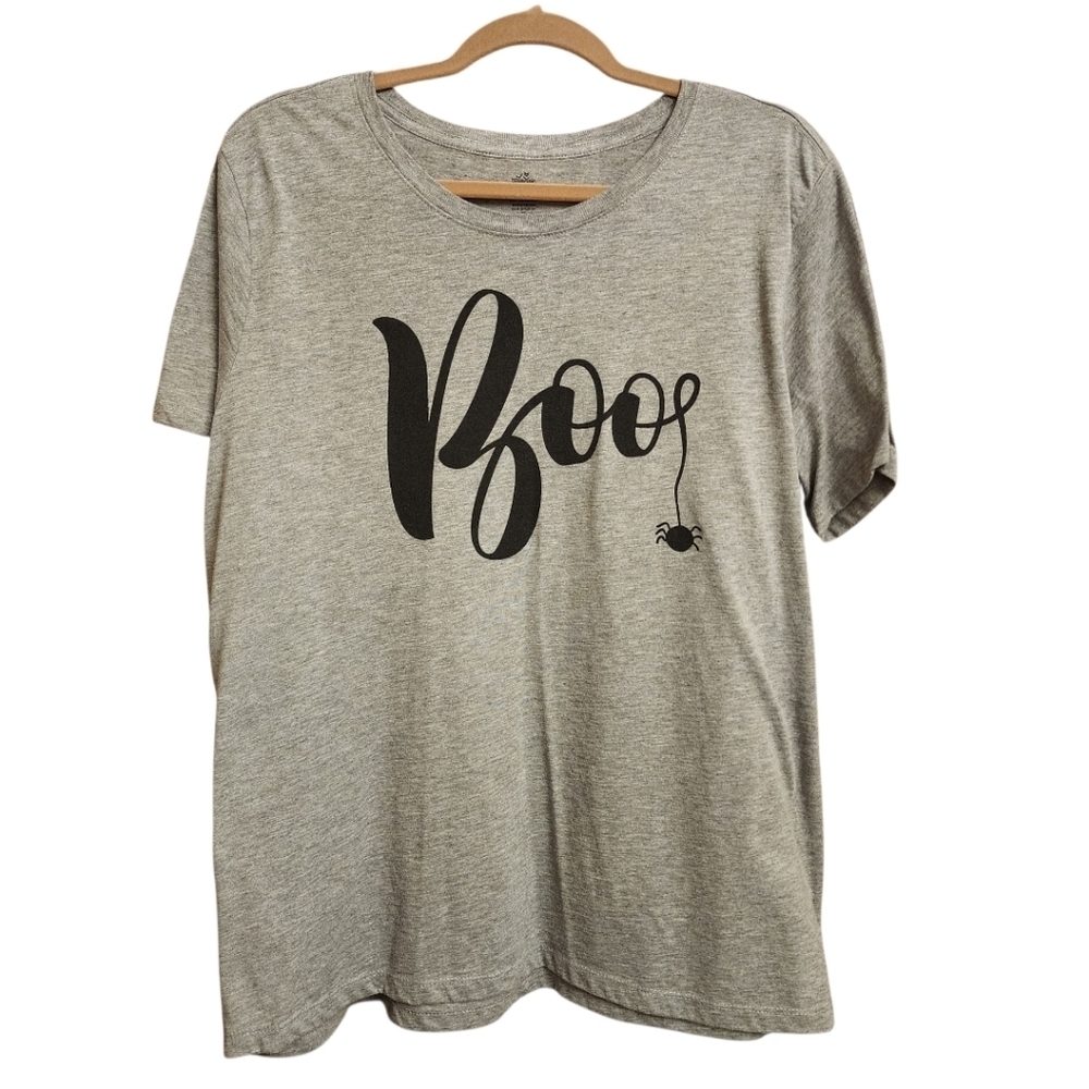 Way To Celebrate! Gray Halloween "Boo!" T-shirt, Size 2X